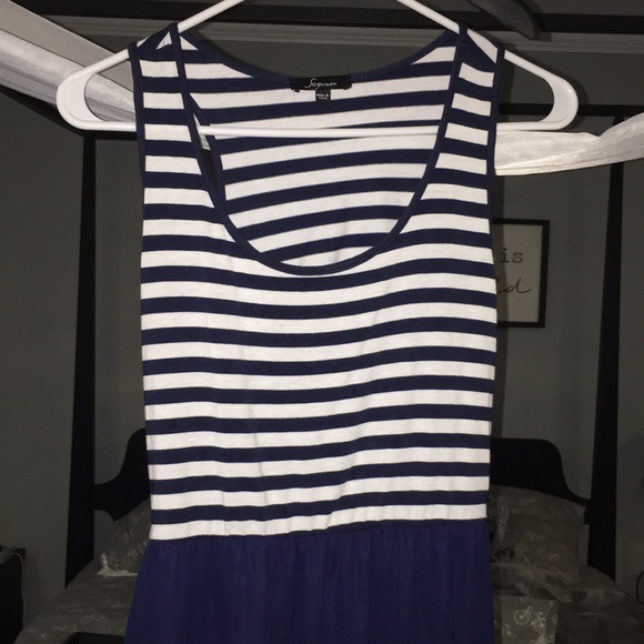 Navy striped maxi dress with keyhole back - Picture 2 of 3